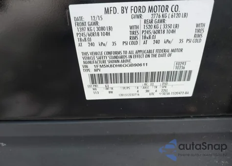 2016 Ford Explorer Xlt from USA, damaged, VIN 1FM5K8DH6GGB90611
